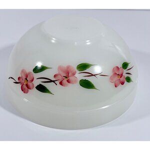 Fire-King Anchor Hocking Vintage Milk Glass Bowl Peach Blossom Floral Design